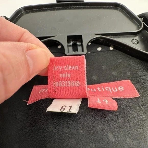 Maggie Boutique Vintage Black/White 100% Silk Lined Blouse Women’s Size 14 - Picture 10 of 14